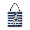 travel dogs tote english pointer nautical stripes front view White