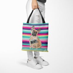 French Bulldog Travel Style Tote Bag 39 travel dogs tote french bulldog beach tote woman trowsers walking view