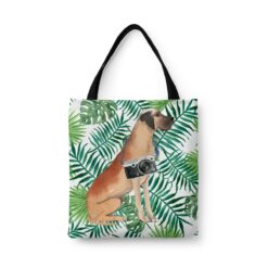 Great Dane Travel Style Tote Bag 33 travel dogs tote great dane leaves front view White