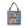 travel dogs tote great dane nautical stripes front view White