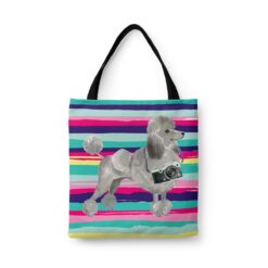 travel dogs tote grey poodle beach front view White