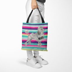 travel dogs tote grey poodle beach tote woman trowsers walking view