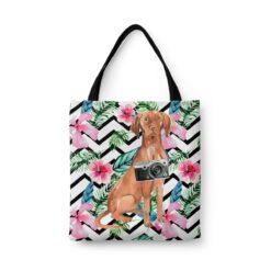 Hungarian Vizsla Travel Style Tote Bag 32 travel dogs tote hungarian vizsla geometric tropical front view White