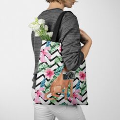 Hungarian Vizsla Travel Style Tote Bag 40 travel dogs tote hungarian vizsla geometric tropical tote woman jumper walking view