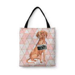 Hungarian Vizsla Travel Style Tote Bag 30 travel dogs tote hungarian vizsla luxe front view White