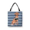 Hungarian Vizsla Travel Style Tote Bag 1 travel dogs tote hungarian vizsla nautical stripes front view White