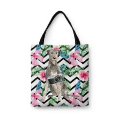 Irish Wolf Hound Travel Style Tote Bag 32 travel dogs tote irish wolf hound geometric tropical front view White