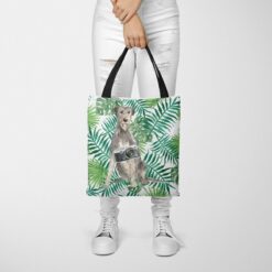 Irish Wolf Hound Travel Style Tote Bag 35 travel dogs tote irish wolf hound leaves tote woman trowsers front view