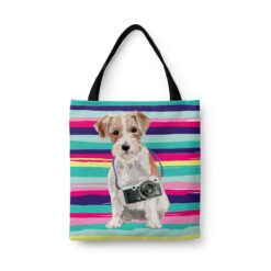Jack Russell Travel Style Tote Bag 31 travel dogs tote jack russel beach front view White