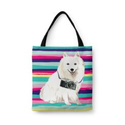 travel dogs tote japanese spitz beach front view White