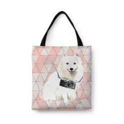 travel dogs tote japanese spitz luxe front view White