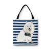 Japanese Spitz Travel Style Tote Bag 2 travel dogs tote japanese spitz nautical stripes front view White