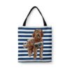 Labradoodle Travel Style Tote Bag 1 travel dogs tote labradoodle nautical stripes front view White