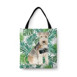 Lakeland Terrier Travel Style Tote Bag 33 travel dogs tote lakeland terrier leaves front view White