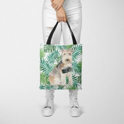 Lakeland Terrier Travel Style Tote Bag 35 travel dogs tote lakeland terrier leaves tote woman trowsers front view