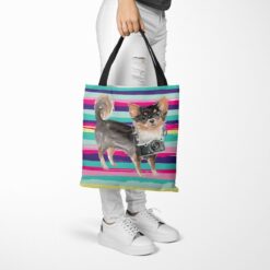 Long Haired Chihuahua Travel Style Tote Bag 39 travel dogs tote long haired chihuahua beach tote woman trowsers walking view