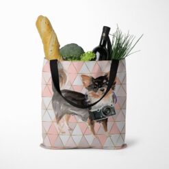 Long Haired Chihuahua Travel Style Tote Bag 36 travel dogs tote long haired chihuahua luxe tote standing food