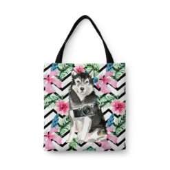 travel dogs tote malamute geometric tropical front view White