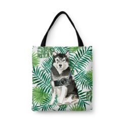 travel dogs tote malamute leaves front view White