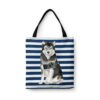 Malamute Travel Style Tote Bag 1 travel dogs tote malamute nautical stripes front view White