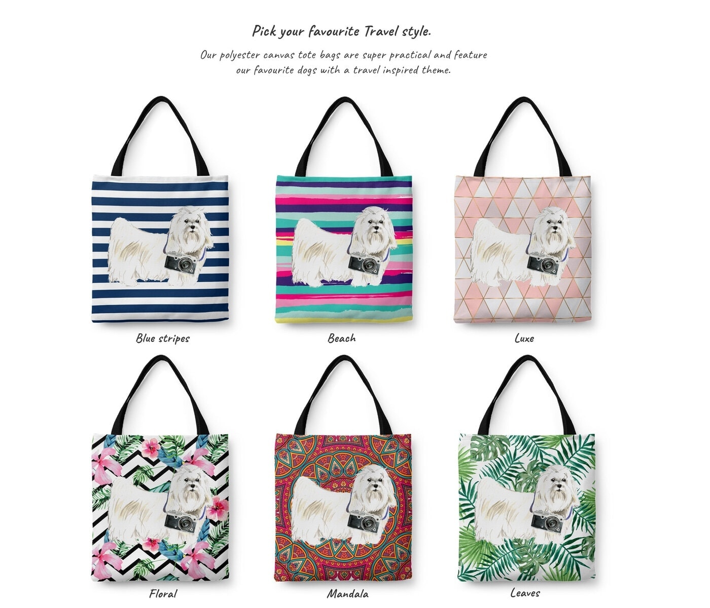 Maltese Travel Style Tote Bag 4 Maltese Travel Style Tote Bag - Image 2