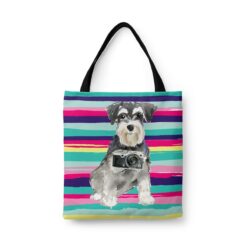 Miniature Schnauzer Travel Style Tote Bag 31 travel dogs tote miniature schnauzer beach front view White
