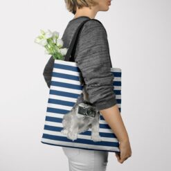 Miniature Schnauzer Travel Style Tote Bag 38 travel dogs tote miniature schnauzer nautical stripes tote woman jumper view