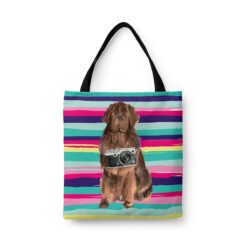 Newfoundland Travel Style Tote Bag 31 travel dogs tote newfoundland beach front view White