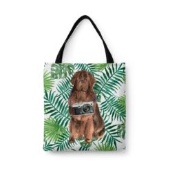 Newfoundland Travel Style Tote Bag 33 travel dogs tote newfoundland leaves front view White