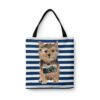 Norfolk Terrier Travel Style Tote Bag 1 travel dogs tote norfolk terrier nautical stripes front view White