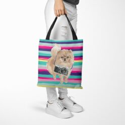 Pomeranian Travel Style Tote Bag 39 travel dogs tote pomeranian beach tote woman trowsers walking view