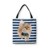 Pomeranian Travel Style Tote Bag 2 travel dogs tote pomeranian nautical stripes front view White