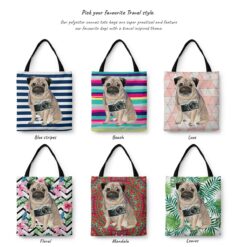 Pug Travel Style Tote Bag 29 travel dogs tote pug variations