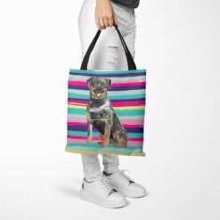 Rottweiler Travel Style Tote Bag 39 travel dogs tote rottweiler beach tote woman trowsers walking view
