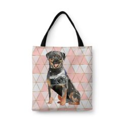 Rottweiler Travel Style Tote Bag 30 travel dogs tote rottweiler luxe front view White
