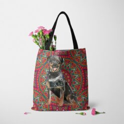 Rottweiler Travel Style Tote Bag 37 travel dogs tote rottweiler mandala tote standing carnations
