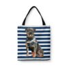 travel dogs tote rottweiler nautical stripes front view White