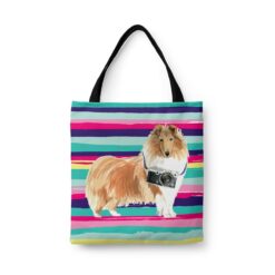 travel dogs tote rough collie beach front view White