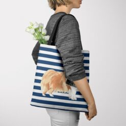 travel dogs tote rough collie nautical stripes tote woman jumper view