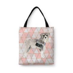 Schnauzer Travel Style Tote Bag 30 travel dogs tote schnauzer luxe front view White