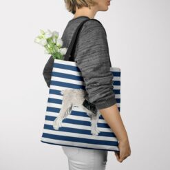 Schnauzer Travel Style Tote Bag 38 travel dogs tote schnauzer nautical stripes tote woman jumper view