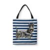 Scottish Terrier Travel Style Tote Bag 2 travel dogs tote scottish terrier nautical stripes front view White