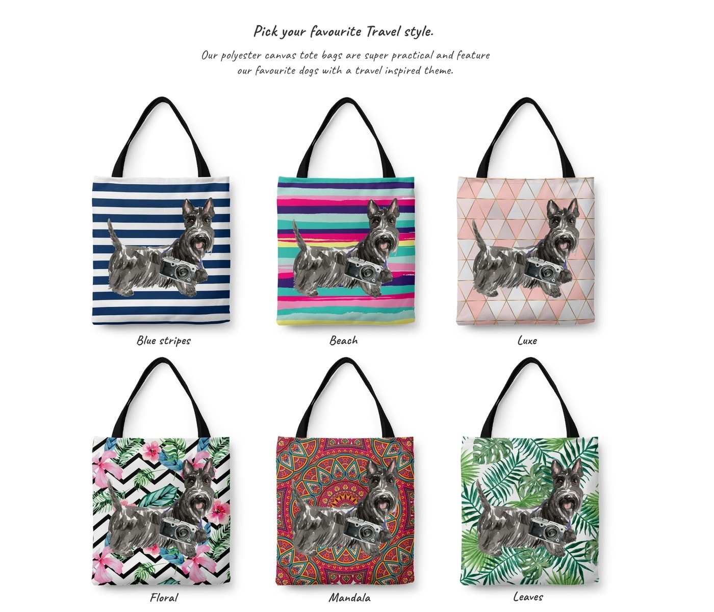 Scottish Terrier Travel Style Tote Bag 4 Scottish Terrier Travel Style Tote Bag - Image 2
