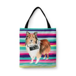 Shetland Sheepdog Travel Style Tote Bag 31 travel dogs tote shetland sheepdog beach front view White