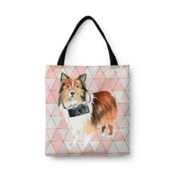 Shetland Sheepdog Travel Style Tote Bag 30 travel dogs tote shetland sheepdog luxe front view White