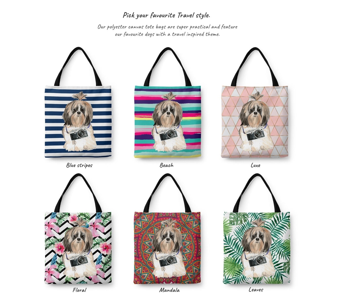 Shih tzu Long hair Travel Style Tote Bag 4 Shih tzu Long hair Travel Style Tote Bag - Image 2
