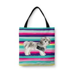 Shih tzu Short hair Travel Style Tote Bag 31 travel dogs tote shih tzu short hair beach front view White