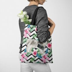 Shih tzu Short hair Travel Style Tote Bag 40 travel dogs tote shih tzu short hair geometric tropical tote woman jumper walking view