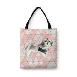 Shih tzu Short hair Travel Style Tote Bag 30 travel dogs tote shih tzu short hair luxe front view White