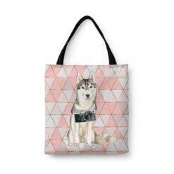 Siberian Husky Travel Style Tote Bag 30 travel dogs tote siberian husky luxe front view White